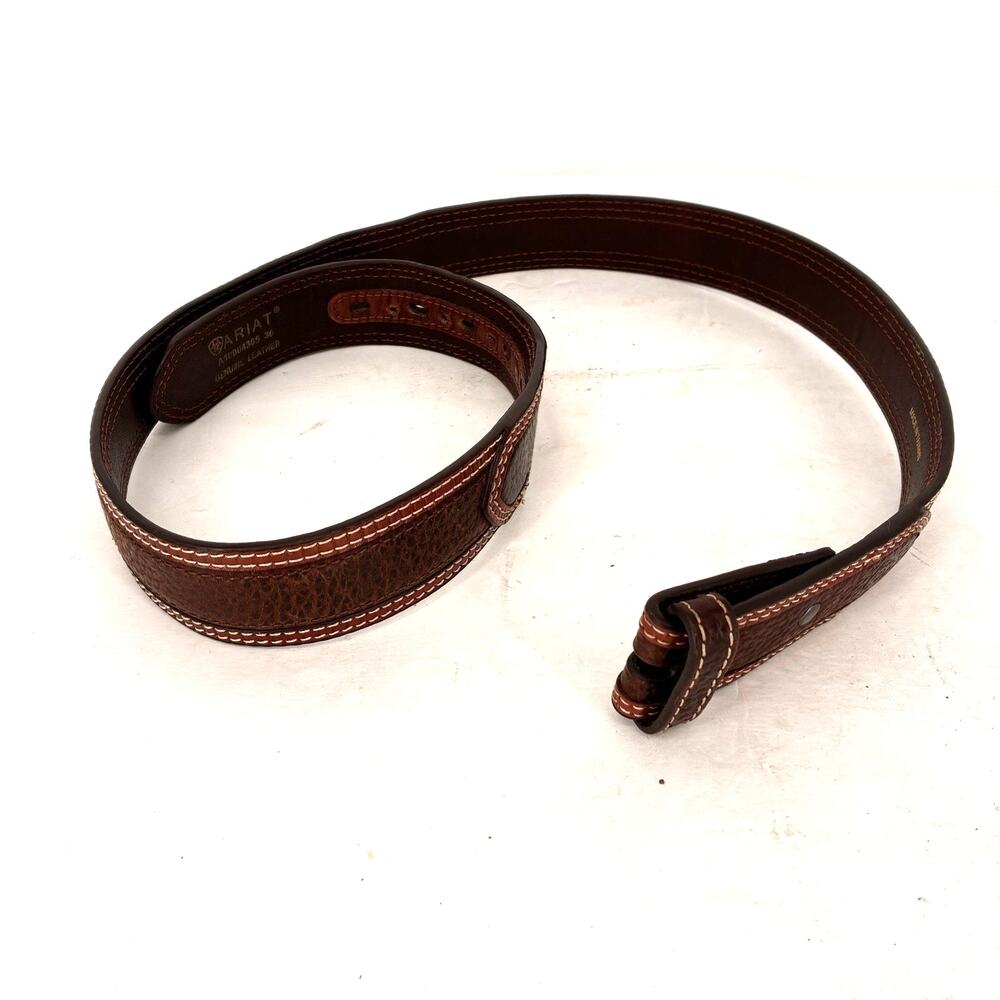 Ariat Brown Leather Western Belt Mens Size 36 Two Tone Stitching No Buckle